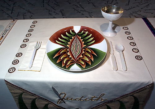 Judy Chicago's thing is to take crafts associated with 