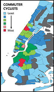 Slope to city — by bike