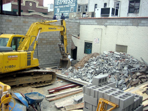 Wall falls down