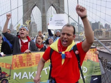 Workers march over the Brooklyn Bridge – Call for fair wages, school funding, more