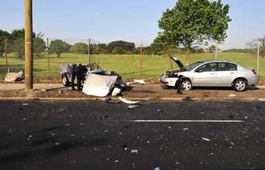 Two cars collide on Flatbush Avenue