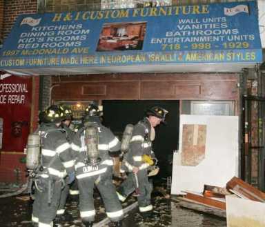 Furniture shop goes up in flames