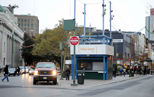 Albee damned! City wants to cut traffic in unused plaza