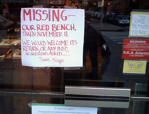 Benched! Slope store seat stolen
