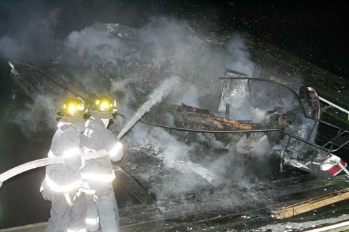 Boat goes up in flames