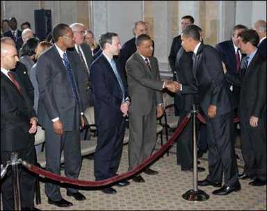 City Tech alum greets the president