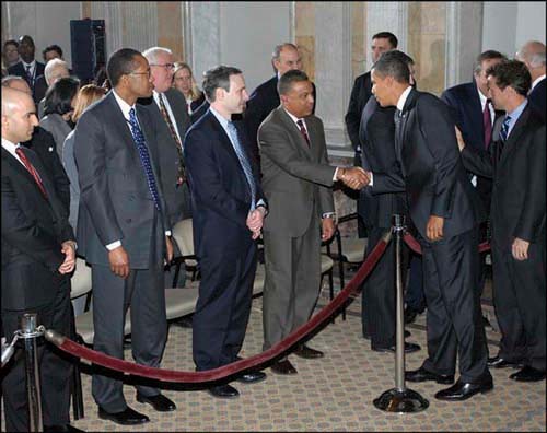 City Tech alum greets the president