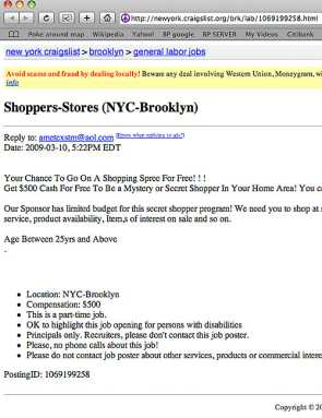 Craigsthief preys on the naive with ‘paid shopper’ ploy