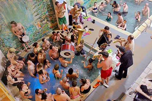 Soak and roll: Band has party at the banya