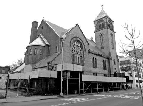 Parishioners rally outside church