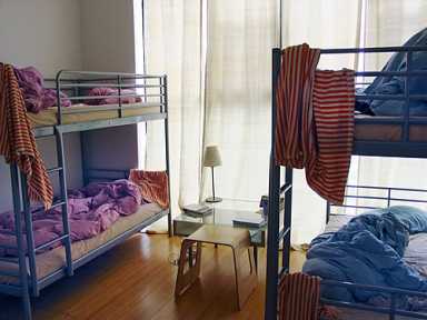 Inside a legal Williamsburg hostel