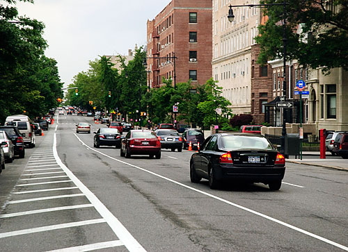 Prospect Park West bike lane is underway