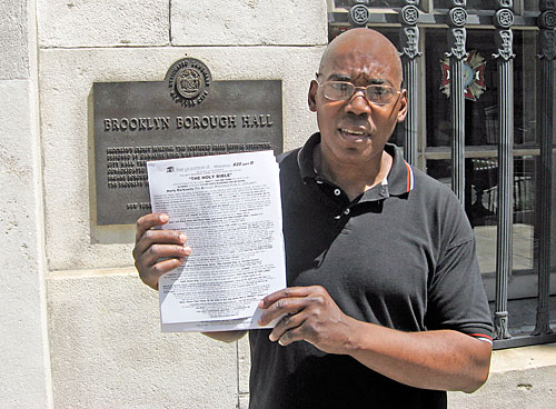 Potty pooper! Hate-spreading homophobe is barred from Borough Hall bathroom!