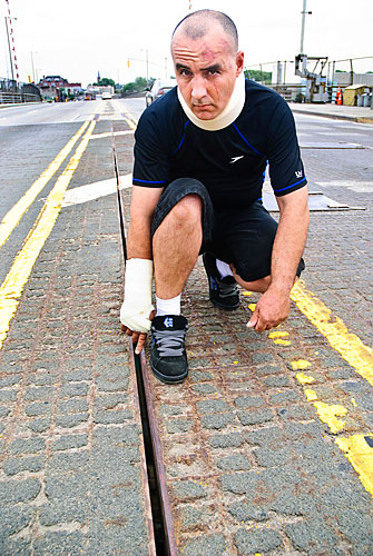 Greenpoint Bridge gives this cyclist 40 stitches!