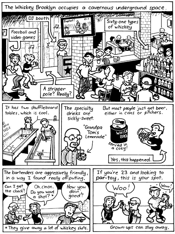 Our cartoonist says: Get a whisky at the Whiskey Brooklyn