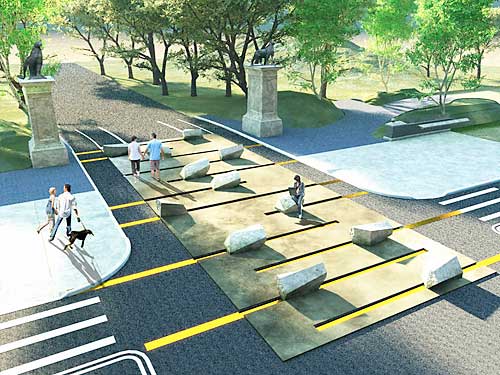 Park gets down to brass tracks with new Third Street entrance