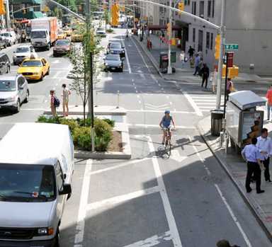 Safety first! Prospect Park West bike lane working