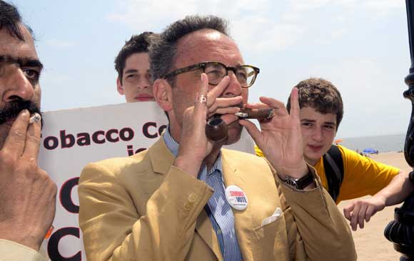 Up in smoke! Beach-goers protest the city’s ban on smoking in parks