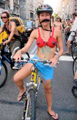 Many people were visibly excited about the naked bike ride on Sunday