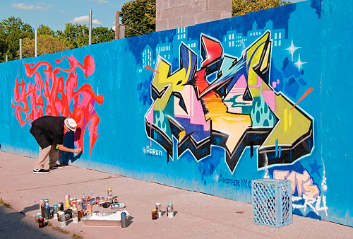 Big-name graffiti painter tags up beer garden site