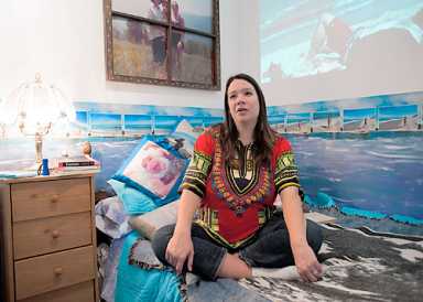 Mother and artwork resting comfortably after gallery birth