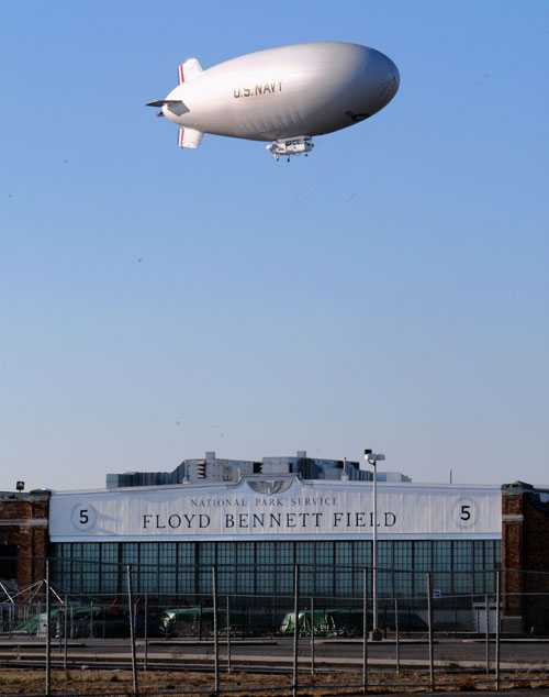 Oh the humanity! Navy Airship soars above historic Floyd Bennett Field