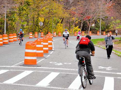 Cone rangers! City installs traffic barriers to deter Park cyclists