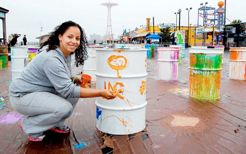 Boardwalk trash cans get summer makeover