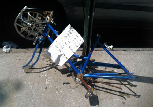 Cyclists: Slope bike bandit stole wheels, left ransom notes