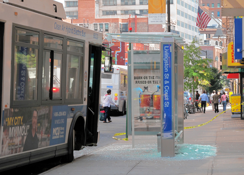 Shelter smash! One hospitalized after bus crashes into its own bus stop