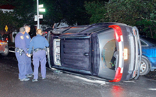 Driver flips minivan on Ave. I