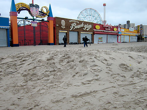 Sandy in Coney: Storm puts dunes on Boardwalk