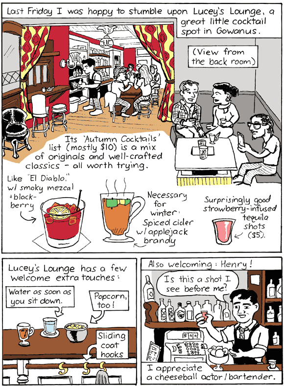 Our roving Bartoonist discovers a cocktail spot in Gowanus