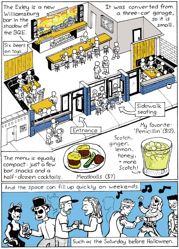 Our roving Bartoonist finds a buzzing little bar near the BQE