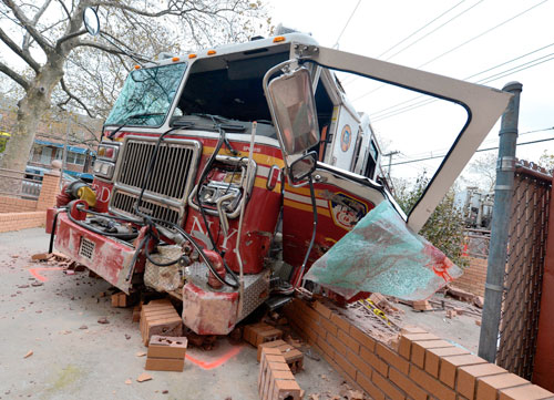 Ten injured as fire trucks collide