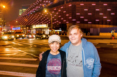 Shirts and giggles outside the Barclays Center