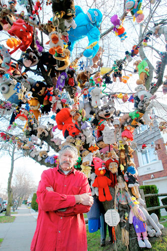 A stuffed-animal menagerie grows in Bergen Beach