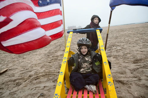 Sleds on the beach!