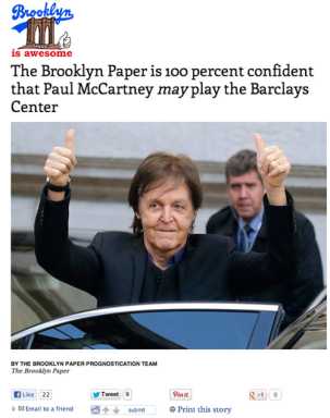 We were right! Paul McCartney to play Barclays Center
