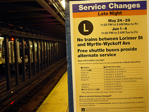 Tonight! L-train weeknight outages return!