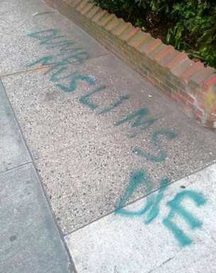 Racist marks sidewalk