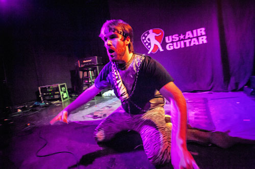 Wannabe rock gods perform in air guitar competition