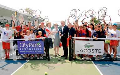 Nice serve! City Parks Foundation and Lacoste clean up Bensonhurst tennis courts