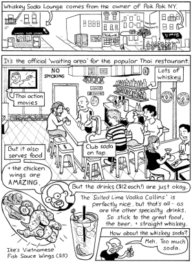Bartoonist wants a whiskey soda, hold the soda