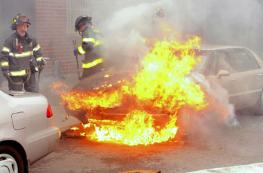 Hot rod! Car explodes Downtown