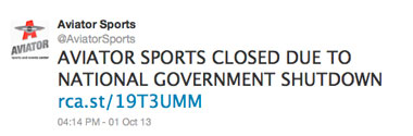 Government shutdown grounds Aviator