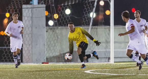 Star goalkeeper leading St. Francis forward