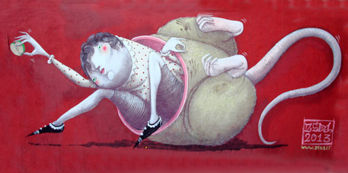 Sheepshead Bay invaded by giant rat… painting!
