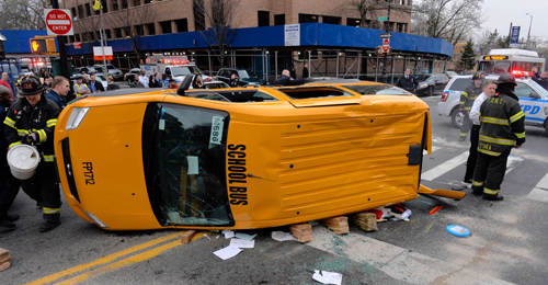 School bus crashes outside LICH, victims taken to Flatbush