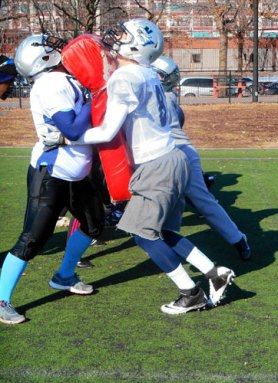 Women tackle football in Red Hook